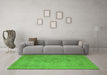 Machine Washable Oriental Green Industrial Area Rugs in a Living Room,, wshurb2164grn