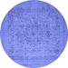 Round Oriental Blue Industrial Rug, urb2164blu