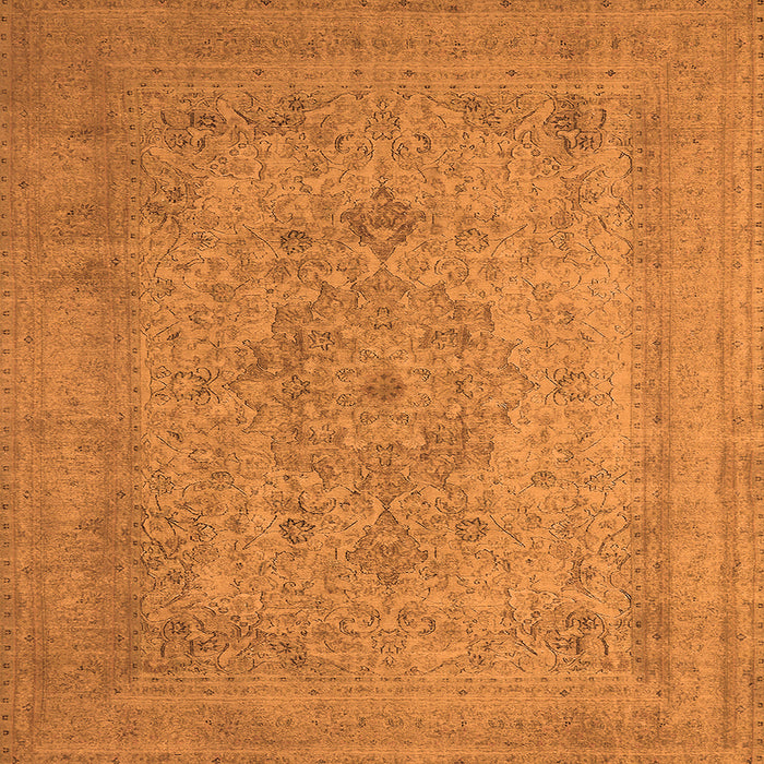 Square Machine Washable Oriental Orange Industrial Area Rugs, wshurb2164org