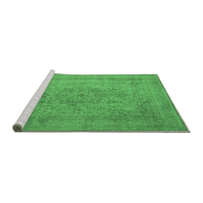 Sideview of Machine Washable Oriental Emerald Green Industrial Area Rugs, wshurb2164emgrn