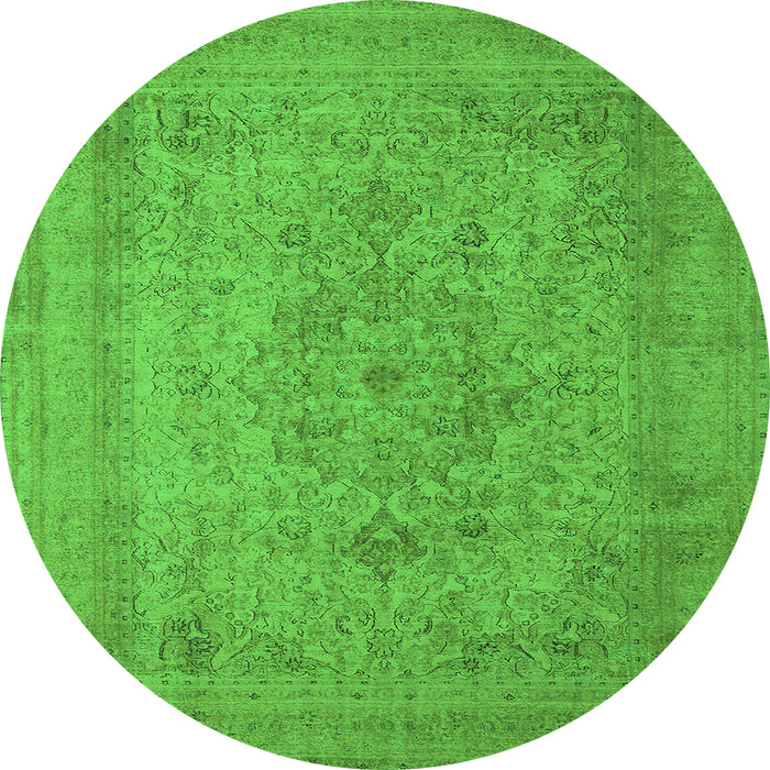 Round Oriental Green Industrial Rug, urb2164grn