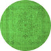 Round Oriental Green Industrial Rug, urb2164grn