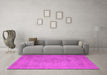 Machine Washable Oriental Pink Industrial Rug in a Living Room, wshurb2164pnk