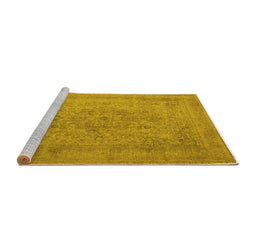 Sideview of Machine Washable Oriental Yellow Industrial Rug, wshurb2164yw