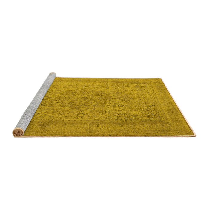 Sideview of Machine Washable Oriental Yellow Industrial Rug, wshurb2164yw