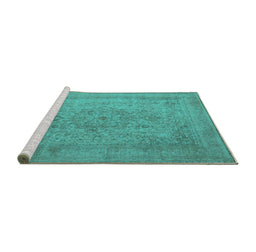 Sideview of Machine Washable Oriental Turquoise Industrial Area Rugs, wshurb2164turq