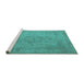 Sideview of Machine Washable Oriental Turquoise Industrial Area Rugs, wshurb2164turq