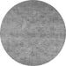 Round Machine Washable Oriental Gray Industrial Rug, wshurb2165gry