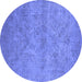 Round Oriental Blue Industrial Rug, urb2165blu