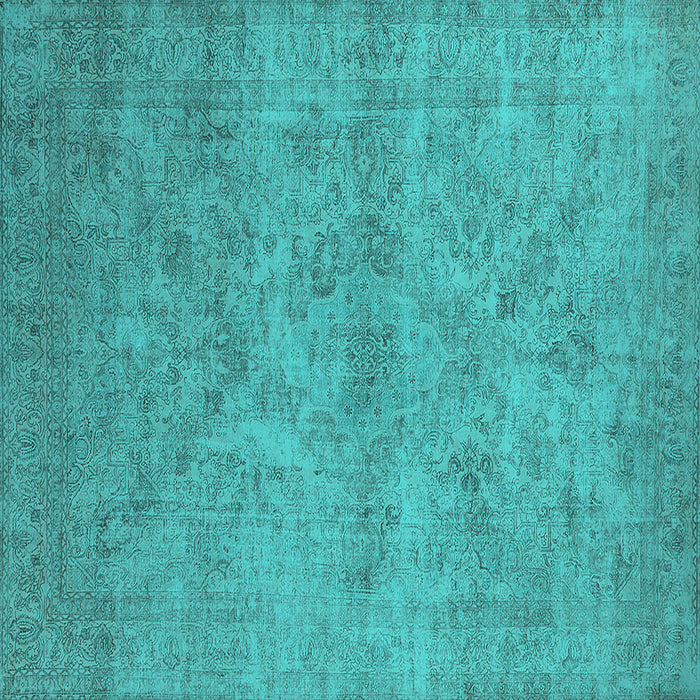 Square Oriental Turquoise Industrial Rug, urb2165turq