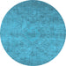 Round Oriental Light Blue Industrial Rug, urb2165lblu