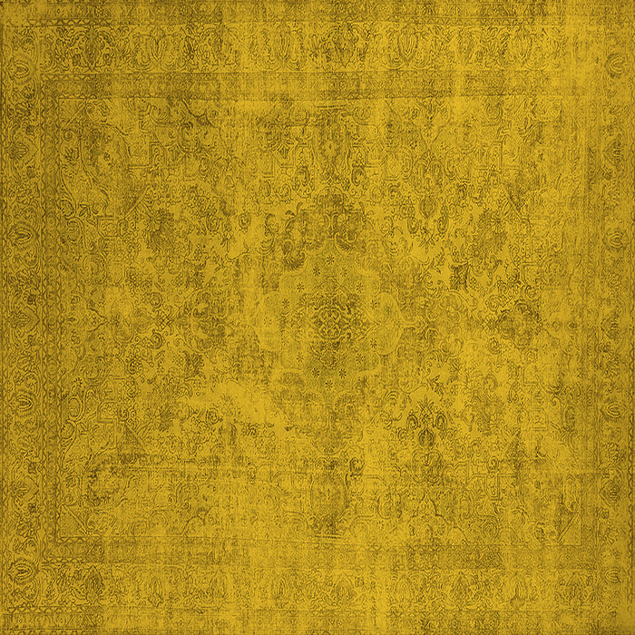 Square Machine Washable Oriental Yellow Industrial Rug, wshurb2165yw