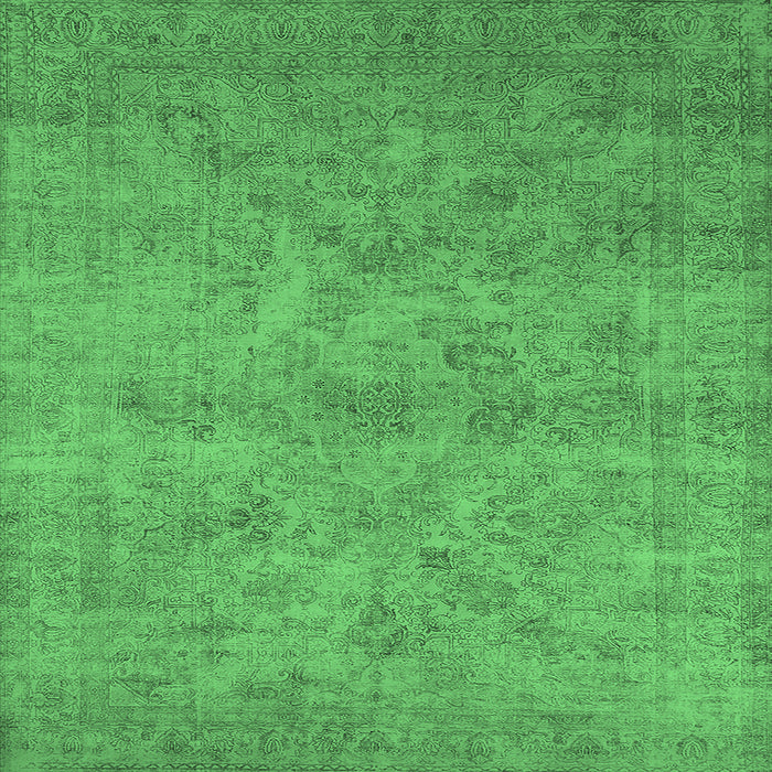 Square Oriental Emerald Green Industrial Rug, urb2165emgrn