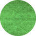 Round Oriental Green Industrial Rug, urb2165grn