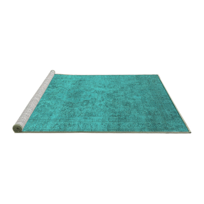 Sideview of Machine Washable Oriental Turquoise Industrial Area Rugs, wshurb2165turq