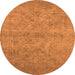 Round Machine Washable Oriental Orange Industrial Area Rugs, wshurb2165org