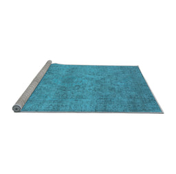 Sideview of Machine Washable Oriental Light Blue Industrial Rug, wshurb2165lblu