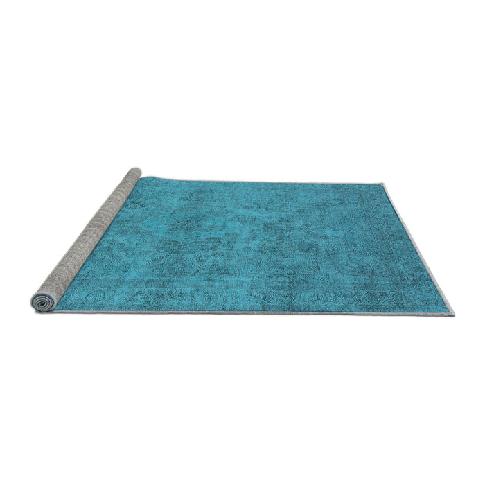 Sideview of Machine Washable Oriental Light Blue Industrial Rug, wshurb2165lblu