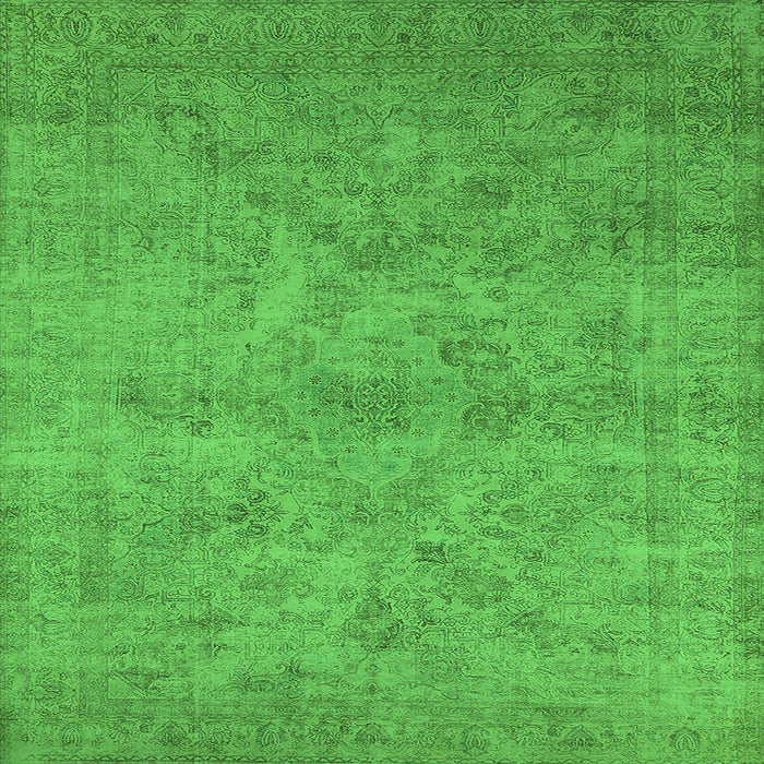 Square Machine Washable Oriental Green Industrial Area Rugs, wshurb2165grn