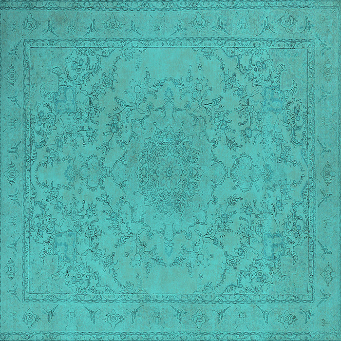 Square Oriental Turquoise Industrial Rug, urb2166turq