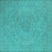 Square Oriental Turquoise Industrial Rug, urb2166turq