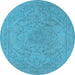 Round Oriental Light Blue Industrial Rug, urb2166lblu