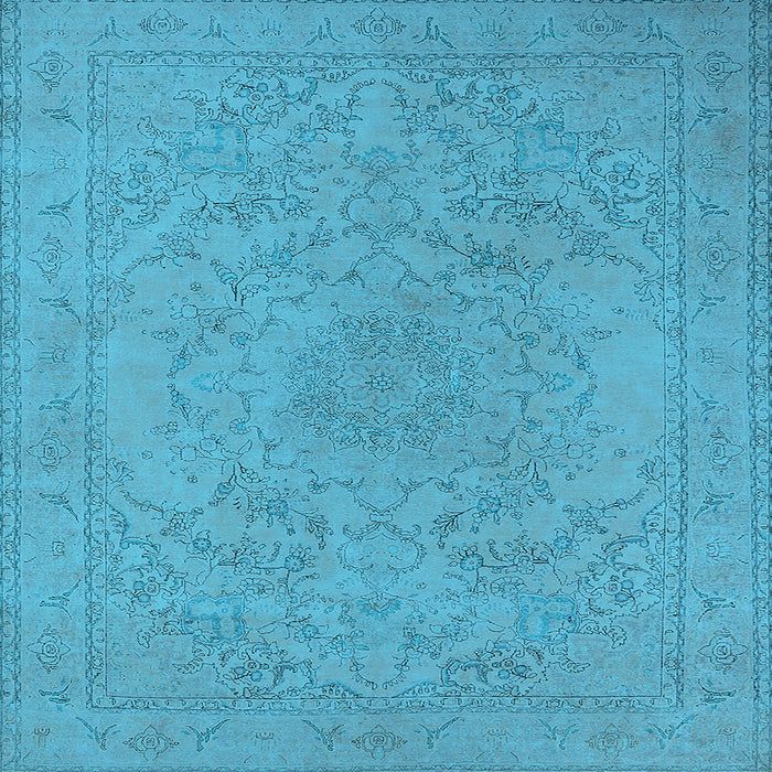 Square Machine Washable Oriental Light Blue Industrial Rug, wshurb2166lblu