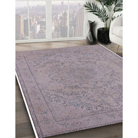 Mid-Century Modern Silver Pink Oriental Rug, urb2166