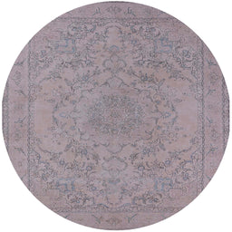 Round Machine Washable Industrial Modern Silver Pink Rug, wshurb2166