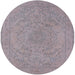 Round Machine Washable Industrial Modern Silver Pink Rug, wshurb2166