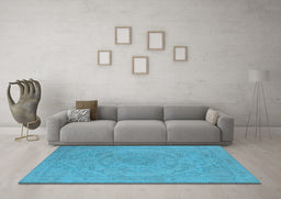 Machine Washable Oriental Light Blue Industrial Rug in a Living Room, wshurb2166lblu