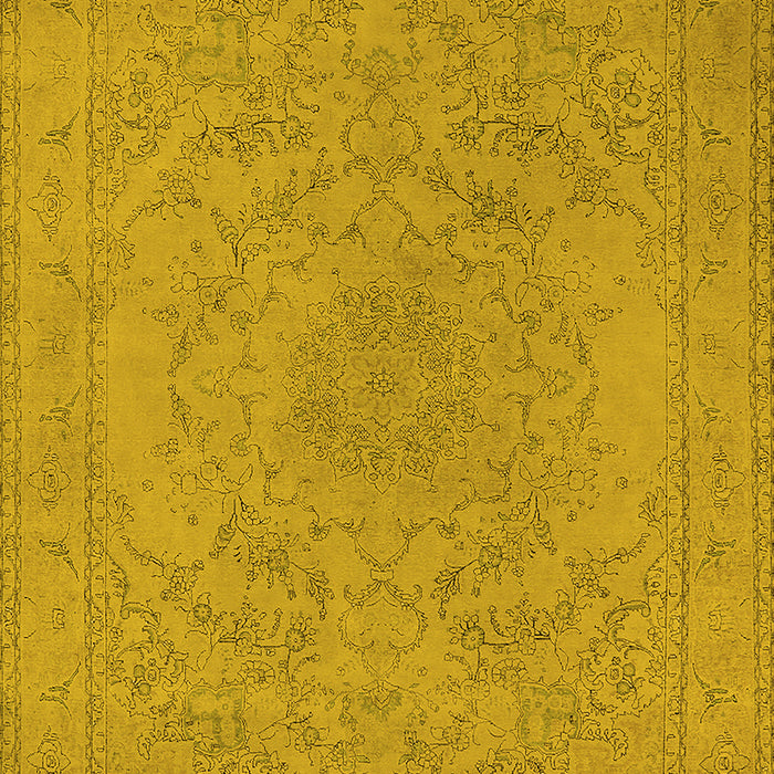 Machine Washable Oriental Yellow Industrial Rug, wshurb2166yw
