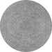 Round Machine Washable Oriental Gray Industrial Rug, wshurb2166gry