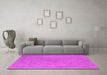 Machine Washable Oriental Pink Industrial Rug in a Living Room, wshurb2166pnk