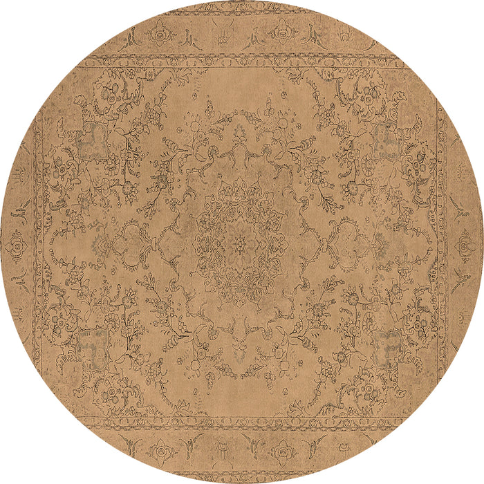 Round Oriental Brown Industrial Rug, urb2166brn