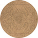 Round Oriental Brown Industrial Rug, urb2166brn