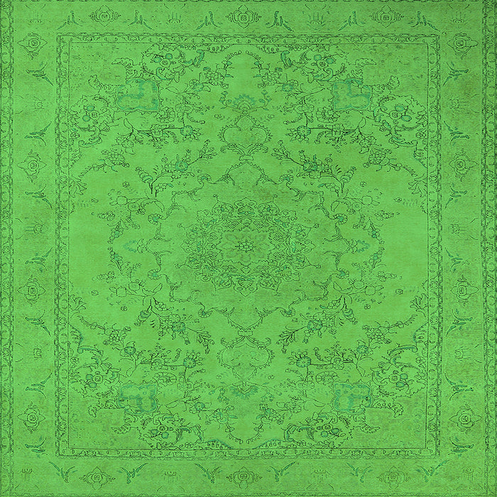 Square Oriental Green Industrial Rug, urb2166grn