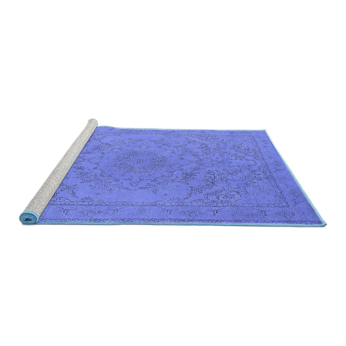 Sideview of Machine Washable Oriental Blue Industrial Rug, wshurb2166blu