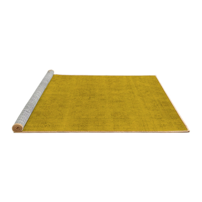 Sideview of Machine Washable Oriental Yellow Industrial Rug, wshurb2167yw