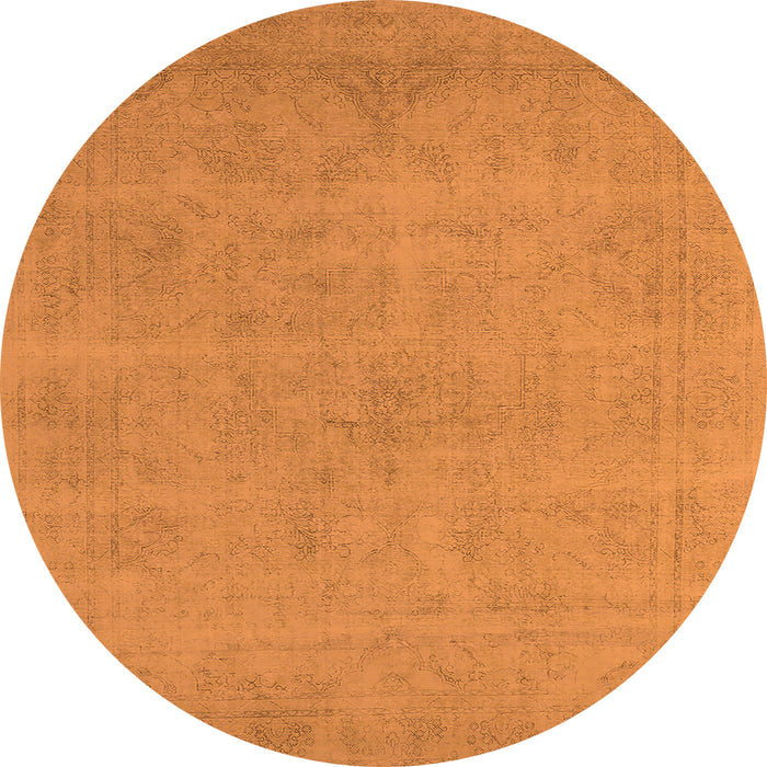 Round Machine Washable Oriental Orange Industrial Area Rugs, wshurb2167org