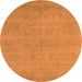 Round Machine Washable Oriental Orange Industrial Area Rugs, wshurb2167org