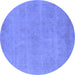 Round Oriental Blue Industrial Rug, urb2167blu