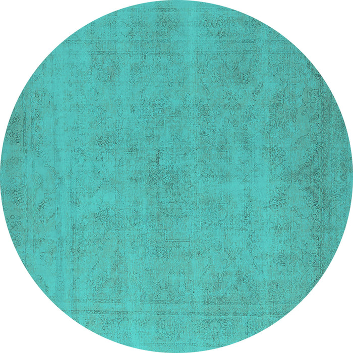 Round Oriental Turquoise Industrial Rug, urb2167turq
