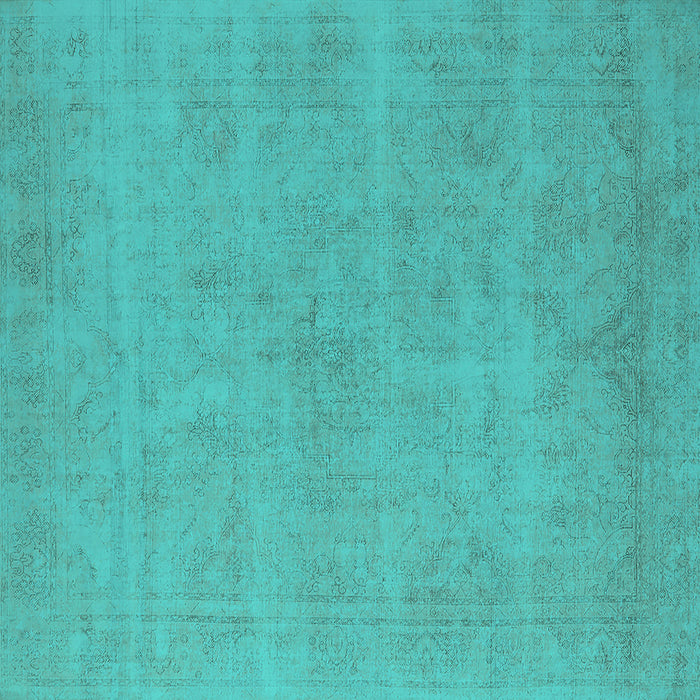Square Machine Washable Oriental Turquoise Industrial Area Rugs, wshurb2167turq