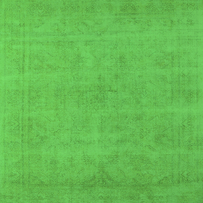 Square Machine Washable Oriental Green Industrial Area Rugs, wshurb2167grn
