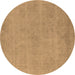 Round Machine Washable Oriental Brown Industrial Rug, wshurb2167brn