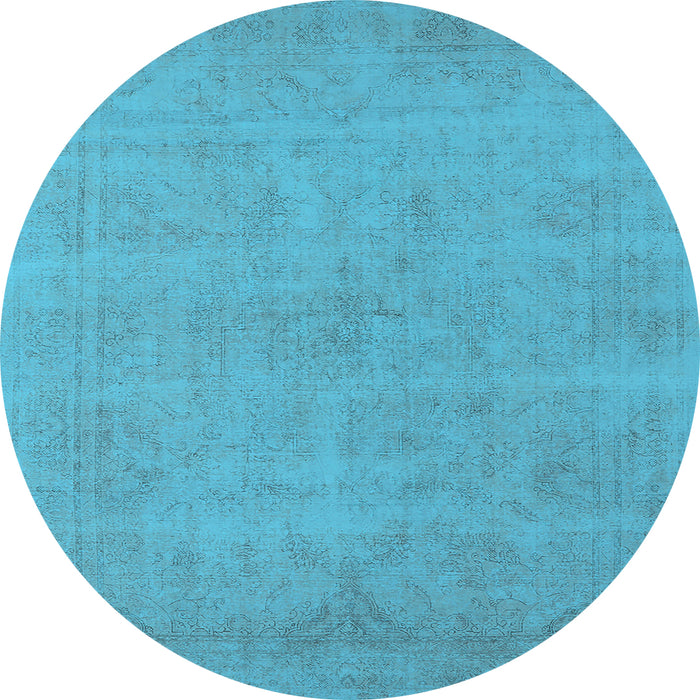 Round Oriental Light Blue Industrial Rug, urb2167lblu