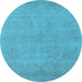 Round Oriental Light Blue Industrial Rug, urb2167lblu