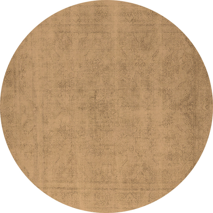 Round Oriental Brown Industrial Rug, urb2167brn