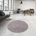 Round Machine Washable Industrial Modern Rosy Pink Rug in a Office, wshurb2167